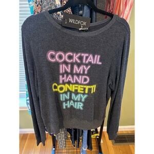 Wildfox Cocktail in my Hand Confetti in my Hair BBJ Sweatshirt M NWT